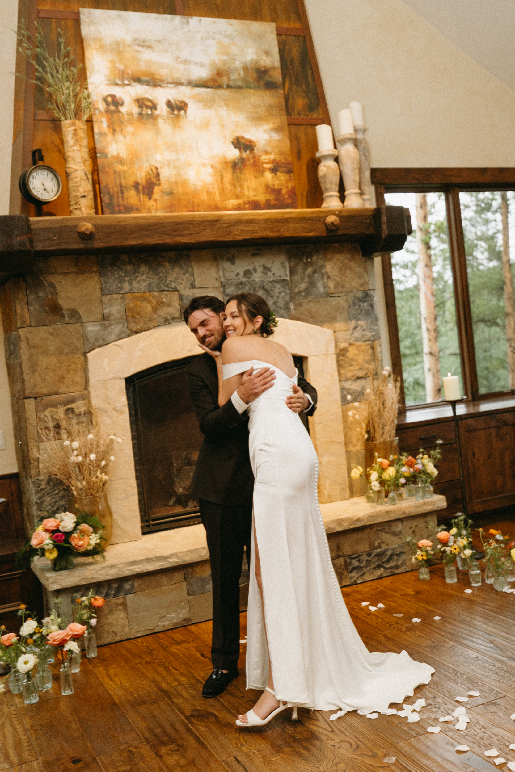 Elopement locations in Colorado can also include Airbnbs, like this couple chose.