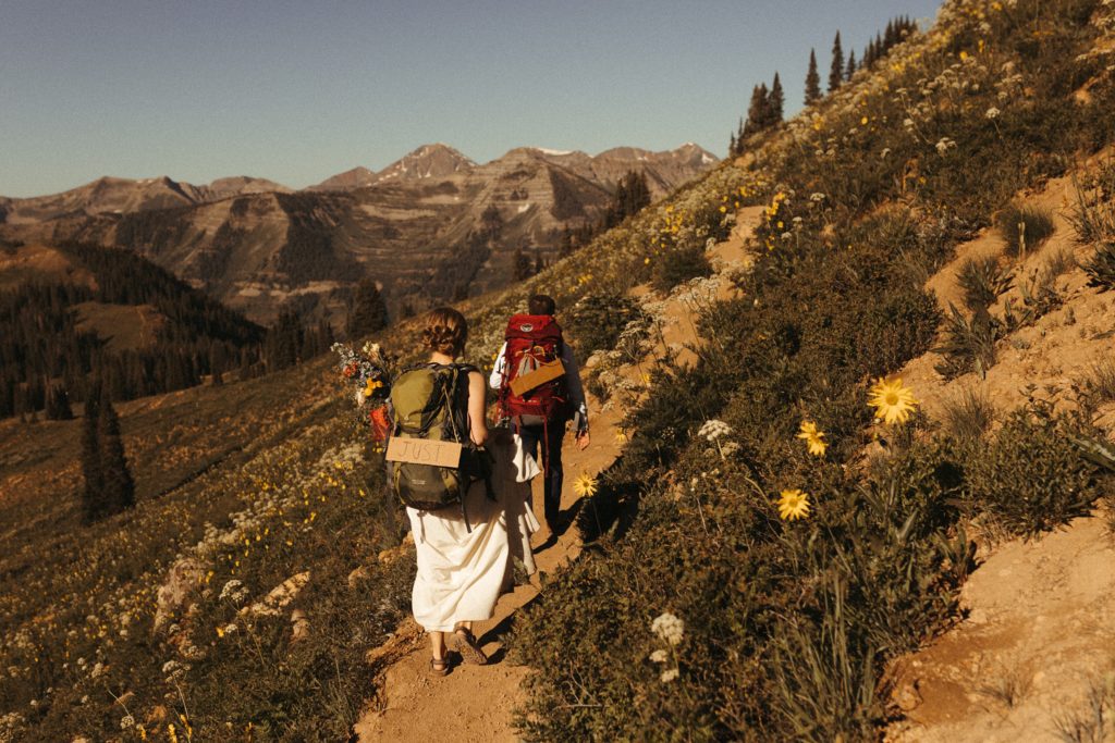 non-traditional wedding ideas, decorating your hiking equipment
