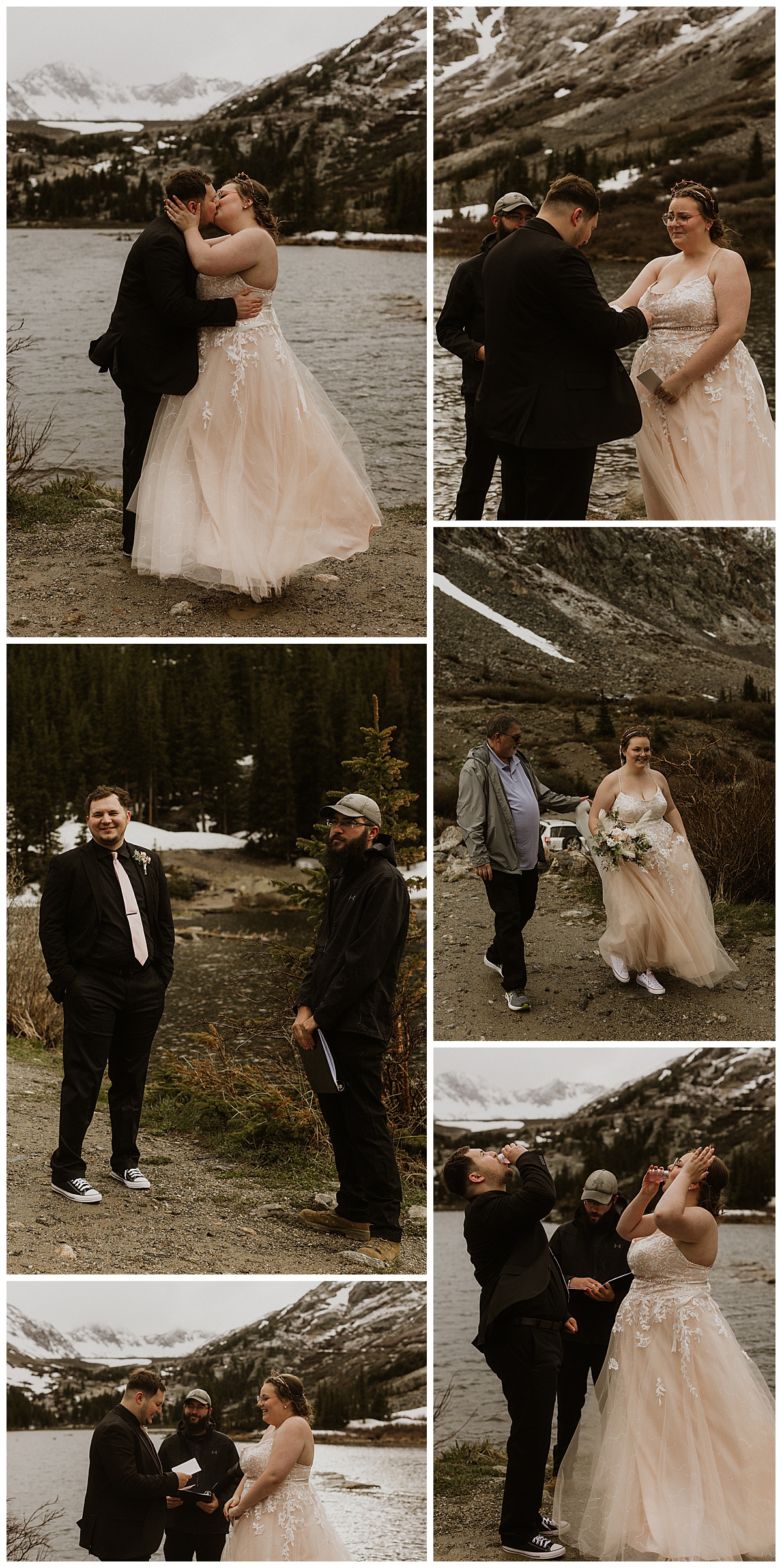 A couple says vows during their Breckenridge hybrid elopement.