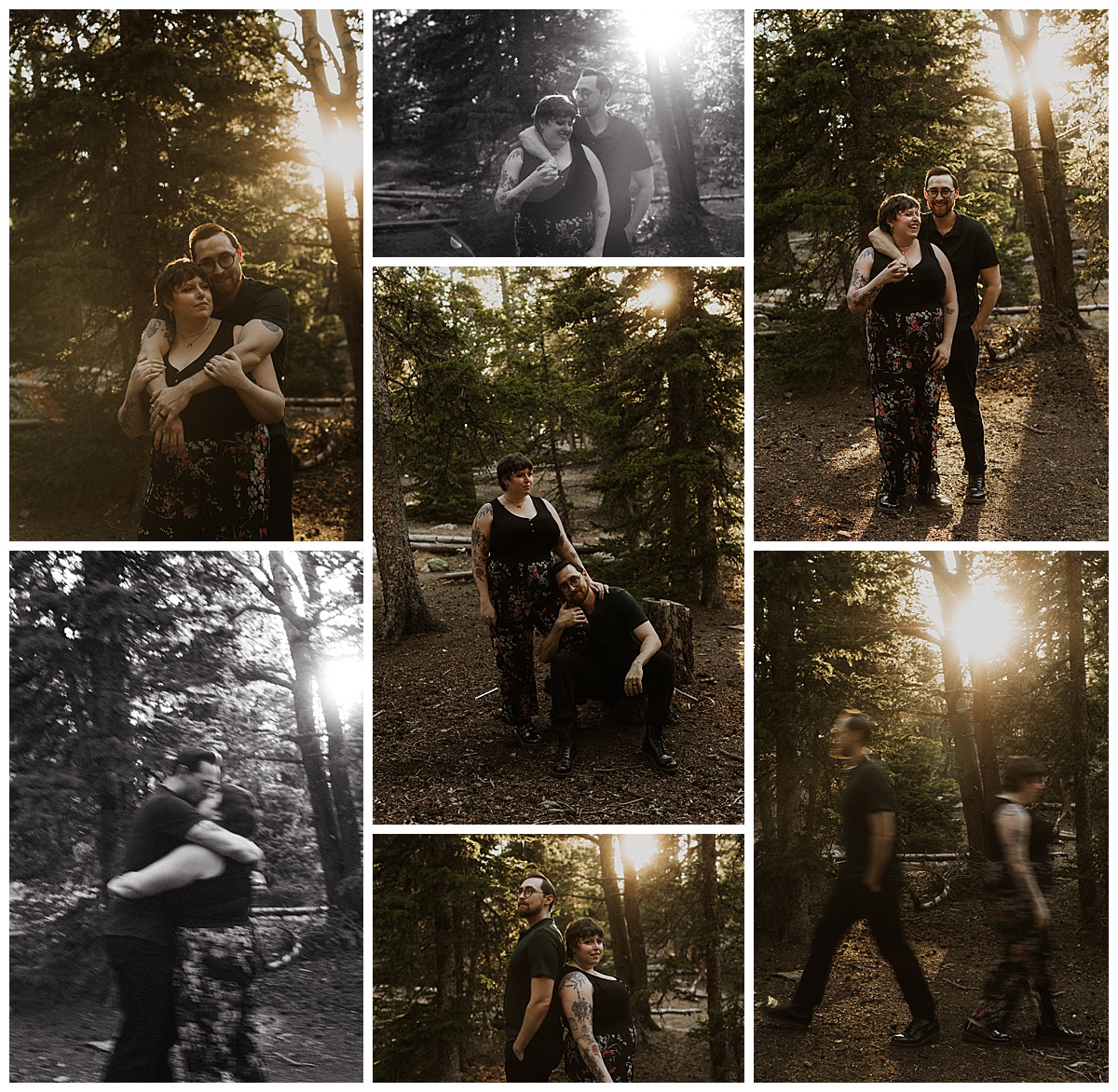 Photos of a couple together in the woods