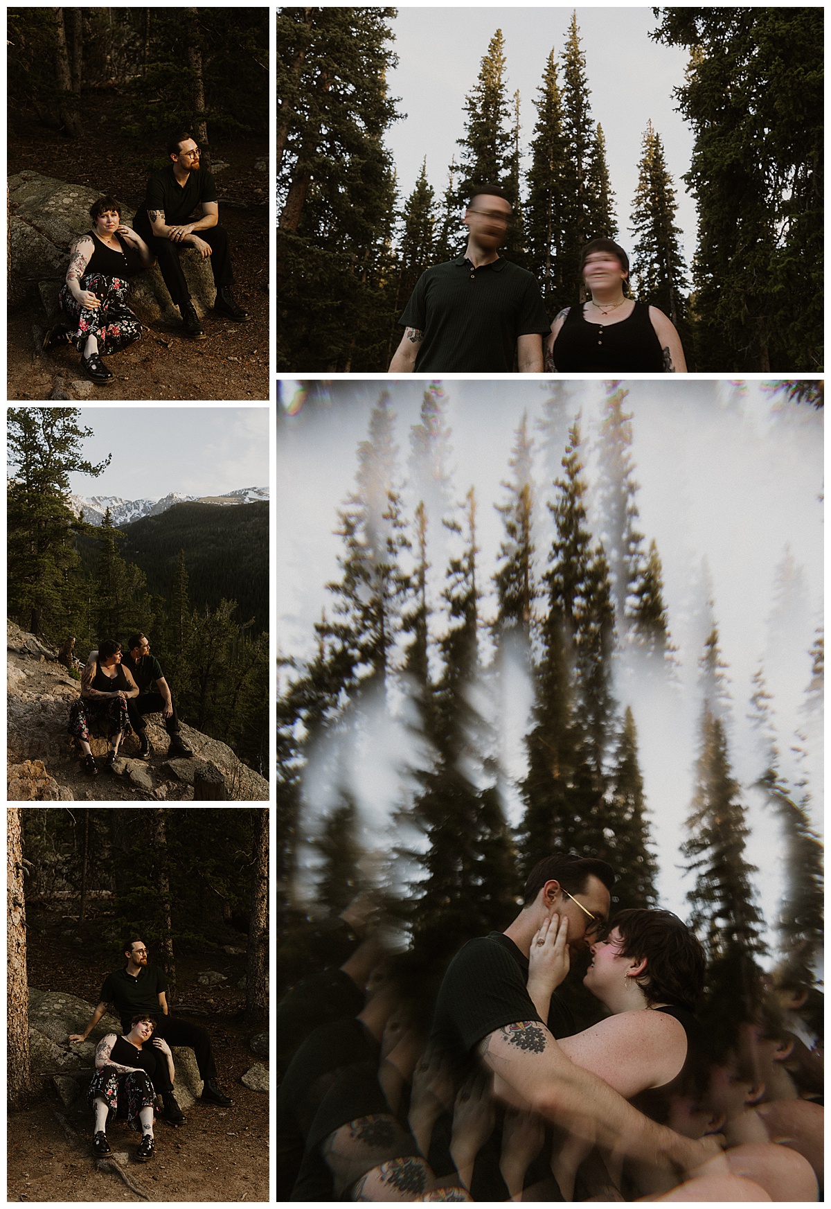 Photos of a couple in the woods