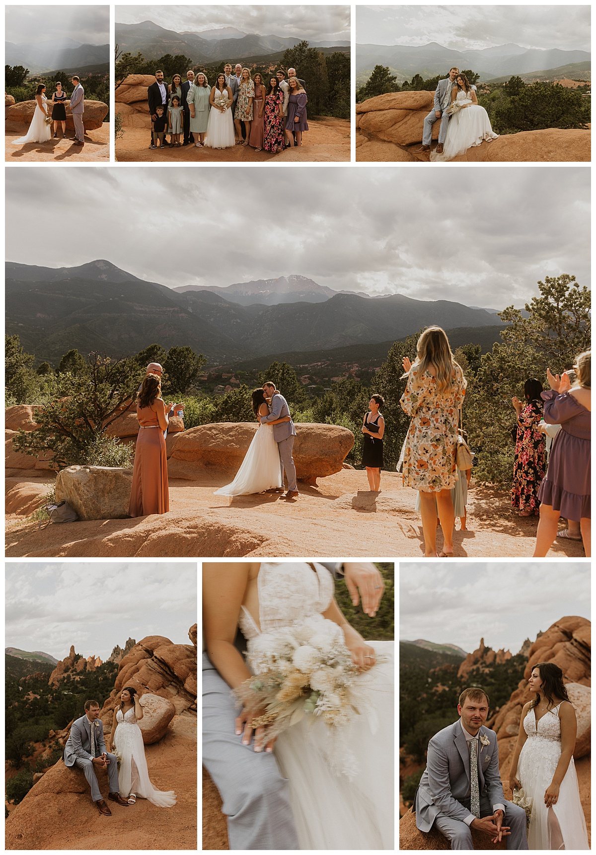 A couple has an intimate wedding at Garden of the Gods with their family