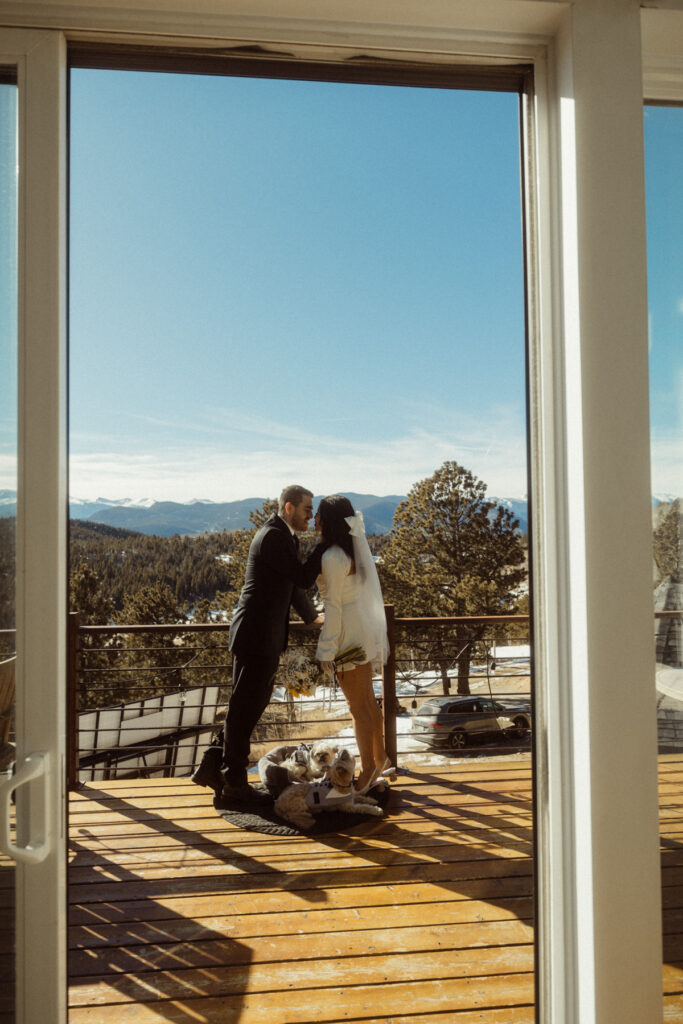 Two people self solemnizing at their Colorado Airbnb wedding in Blackhawk Colorado