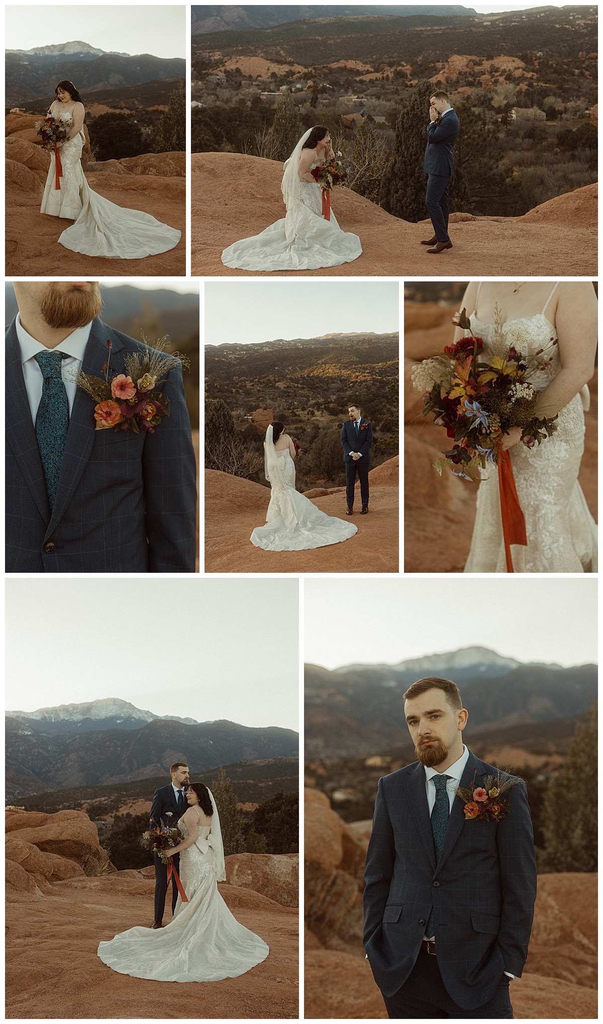 Before their cave elopement, this couple did a first look at Garden of the Gods.