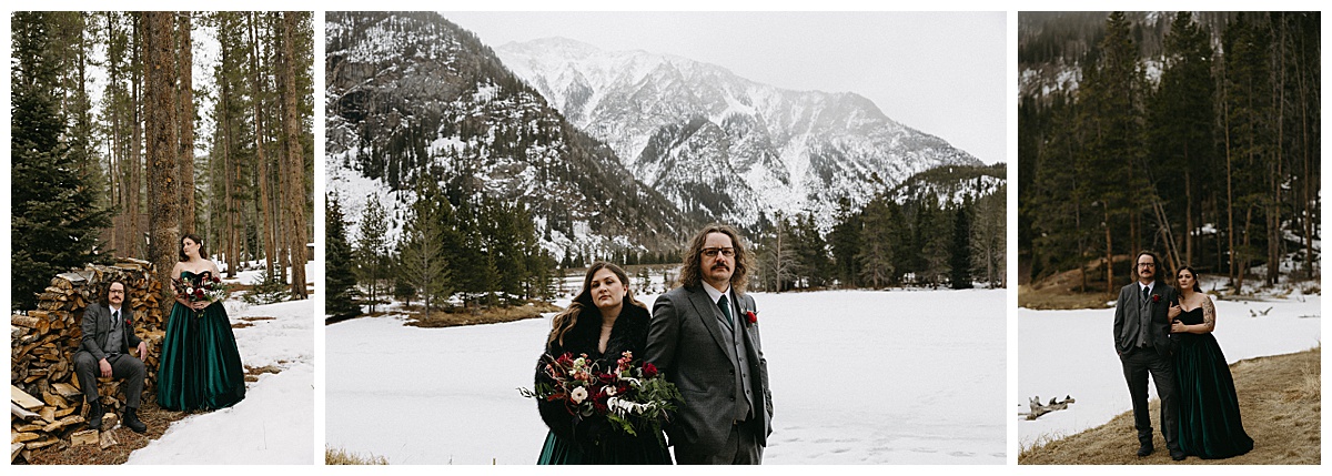 Couple eloping in forest setting at Officer’s Gulch near Frisco, Colorado