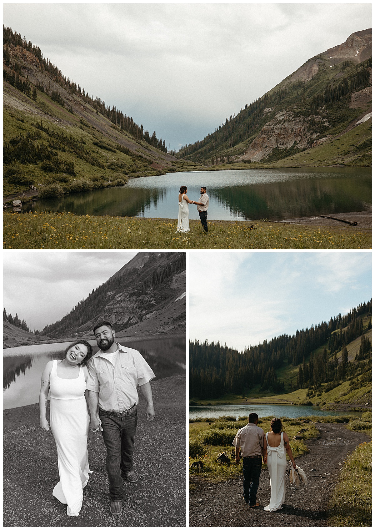 Couple sharing vows during Colorado mountain elopement ceremony