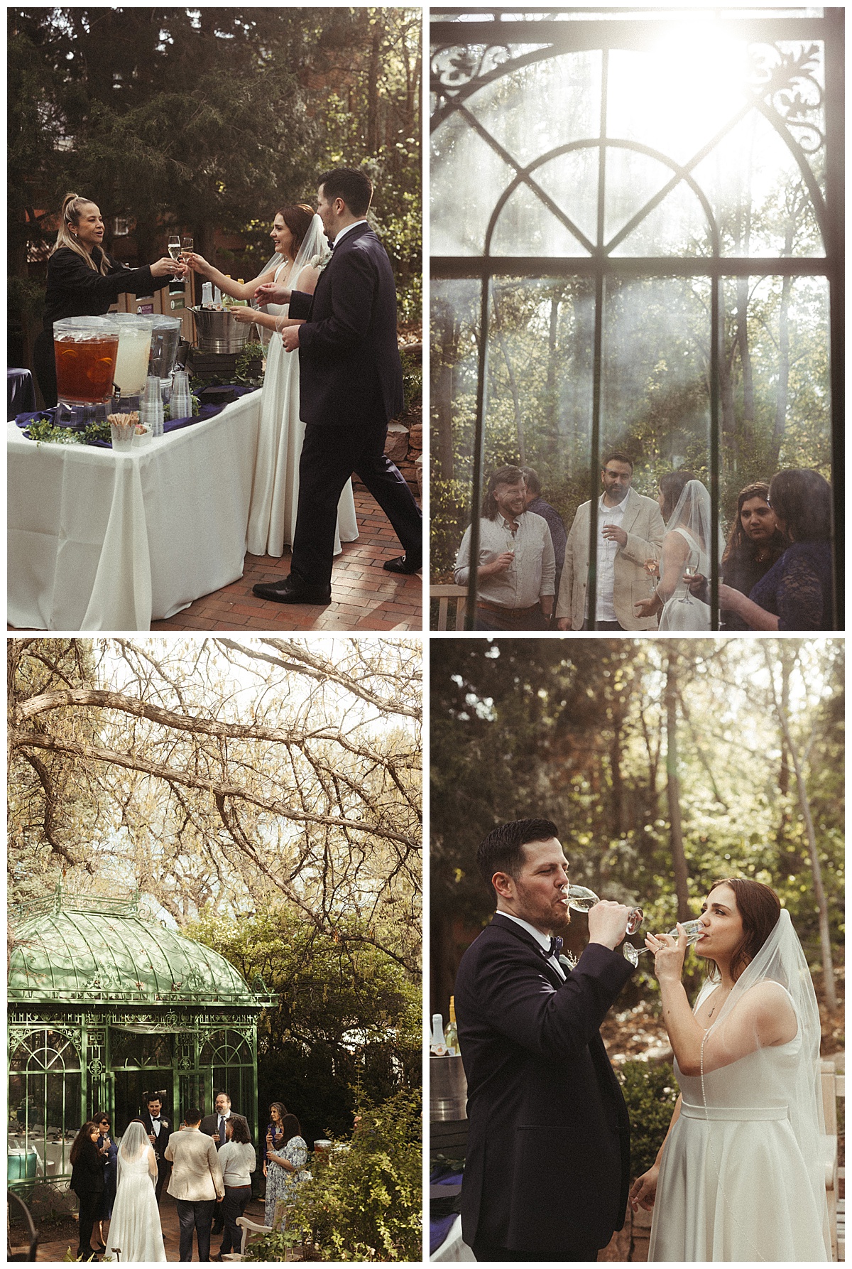 The couple hosted a small cocktail hour at their Denver Botanic Gardens wedding.