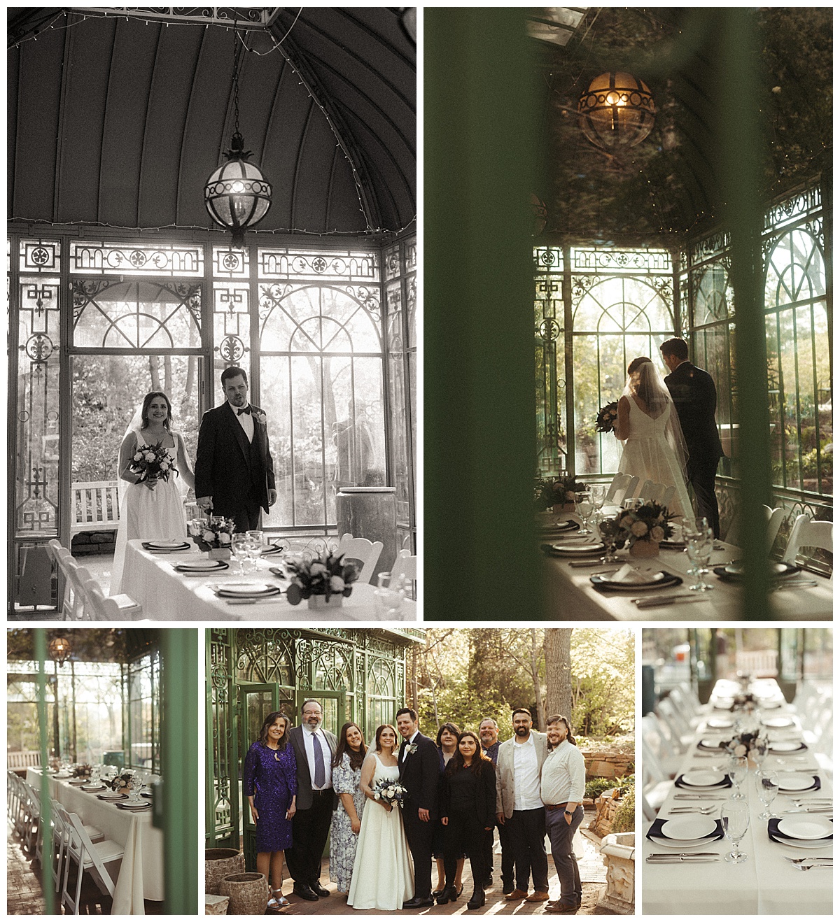 The couple hosted a dinner in the solarium at their Denver Botanic Gardens wedding.