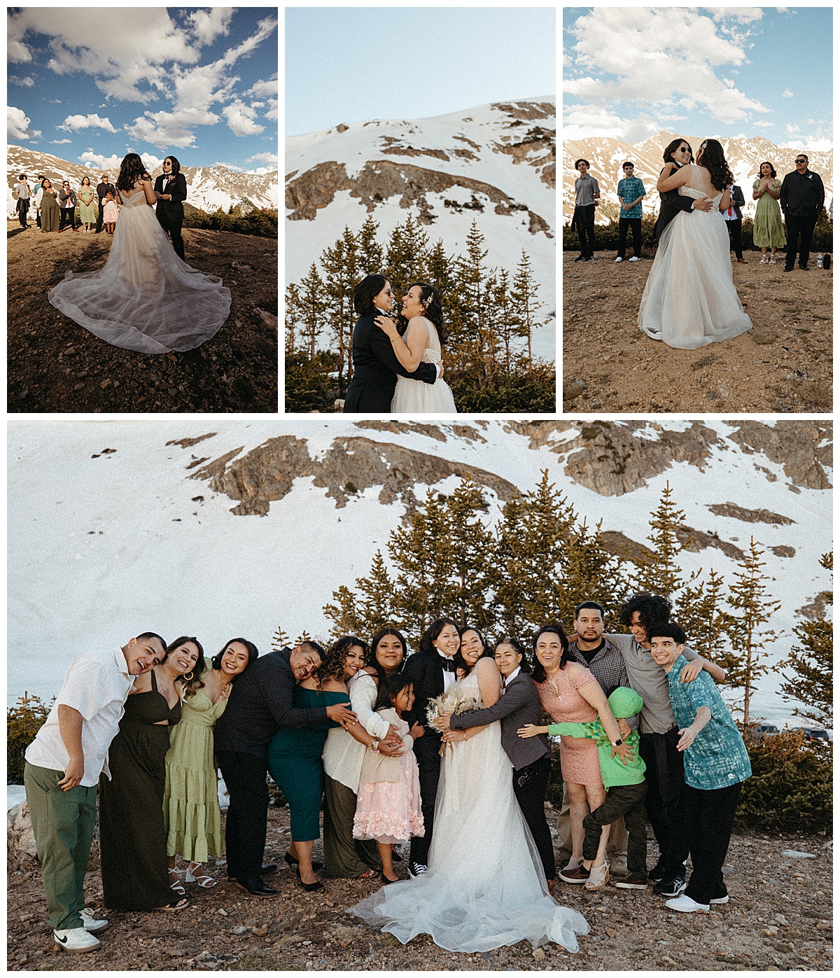 At their small wedding at Loveland Pass, a couple shares a first dance.