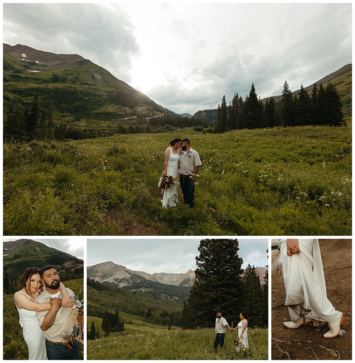 A couple eloping in Crested Butte amongst wildflowers.