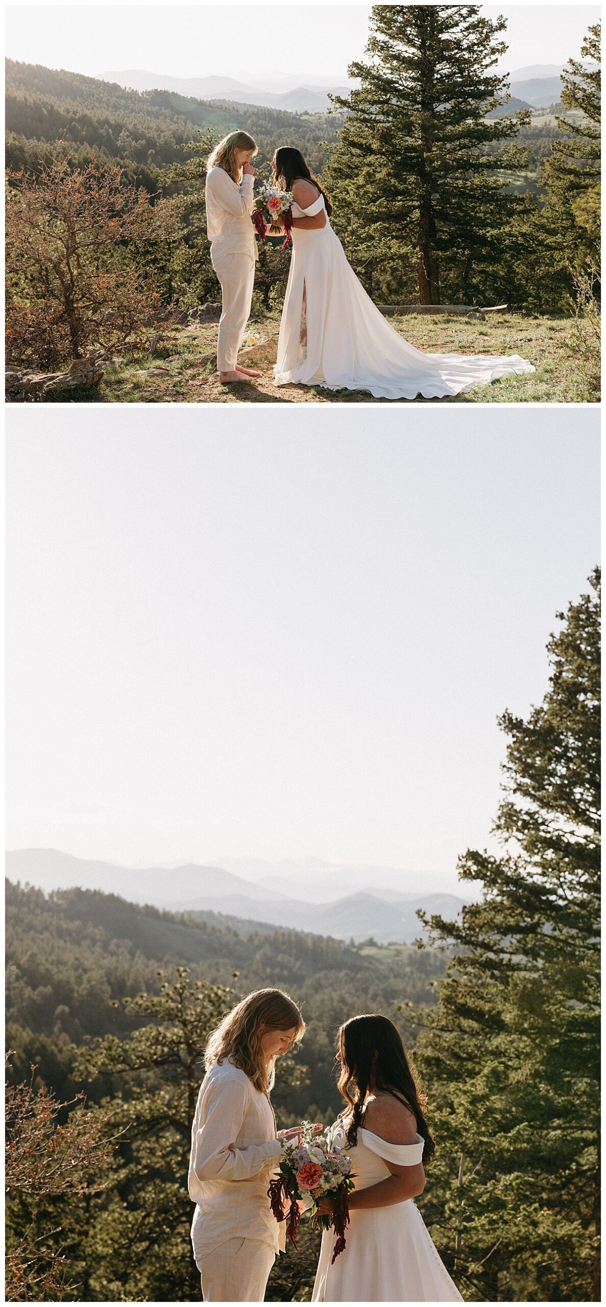 This couple shared vows at Mount Falcon Park as part of their intimate elopement experience in Colorado.