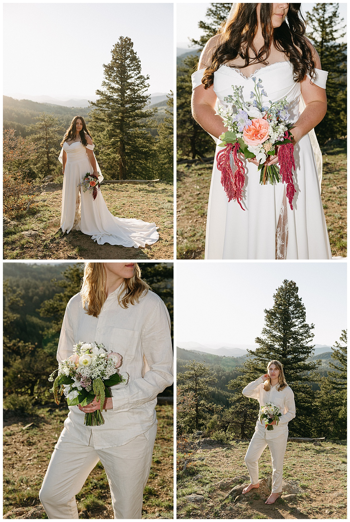 The couple chose simple flowers for their intimate elopement experience in Colorado.