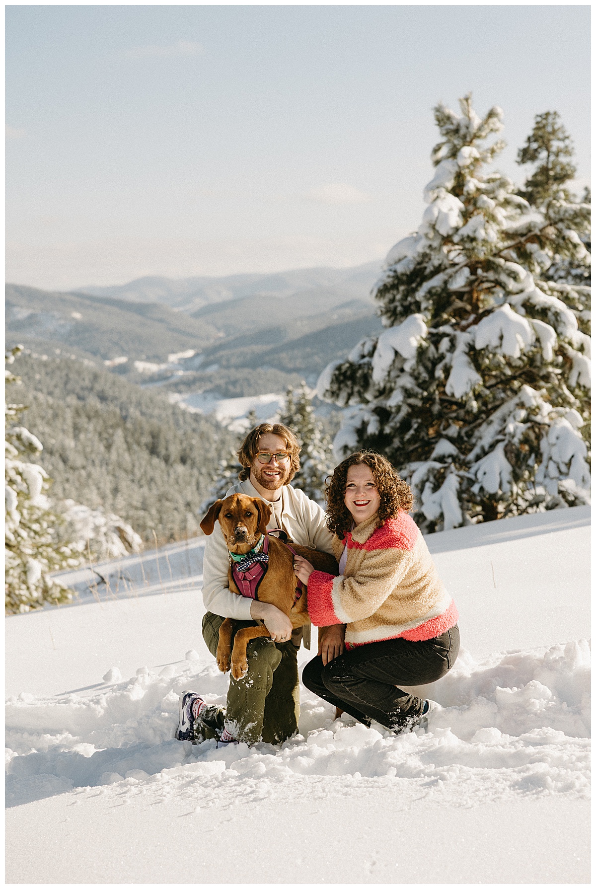 Engagement pictures with dogs takes planning, which this couple did.