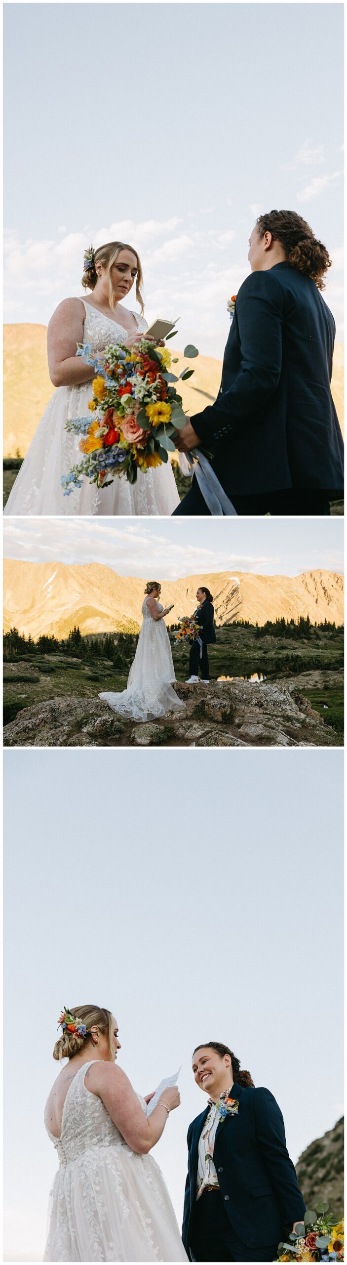 This sapphic mountain elopement took place at Loveland Pass.