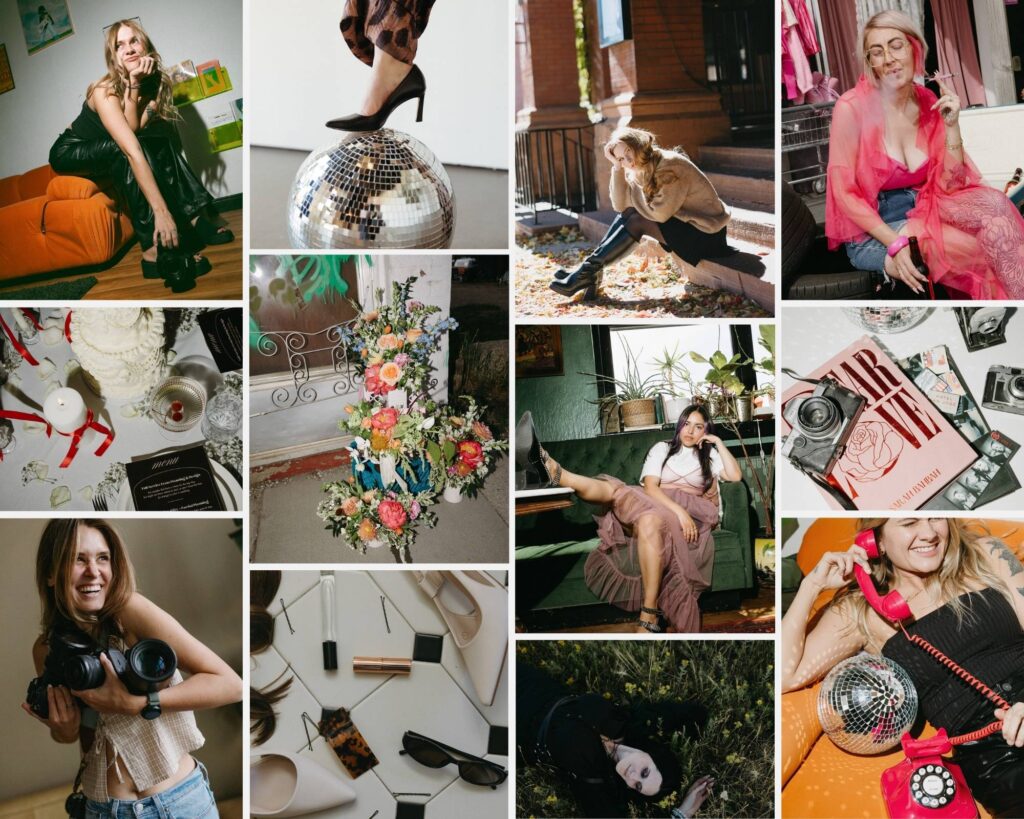 a collage of Denver based businesses getting their branding photos done
