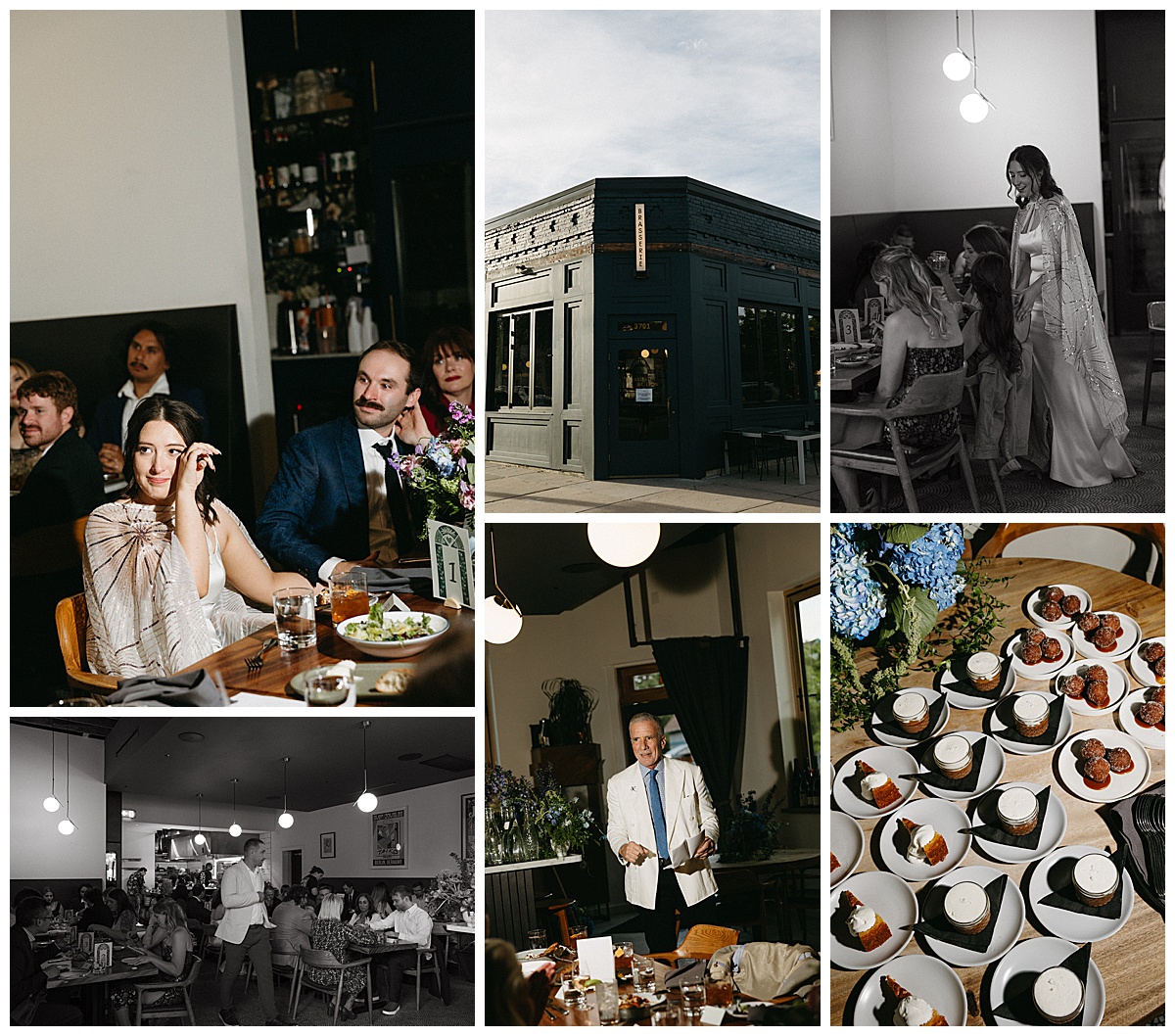 Intimate wedding dinner at Brasserie Brixton, a French restaurant and Denver wedding event space