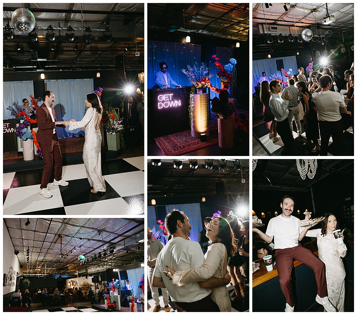 Reception at Town Hall Collaborative, a unique Denver wedding event space for large celebrations