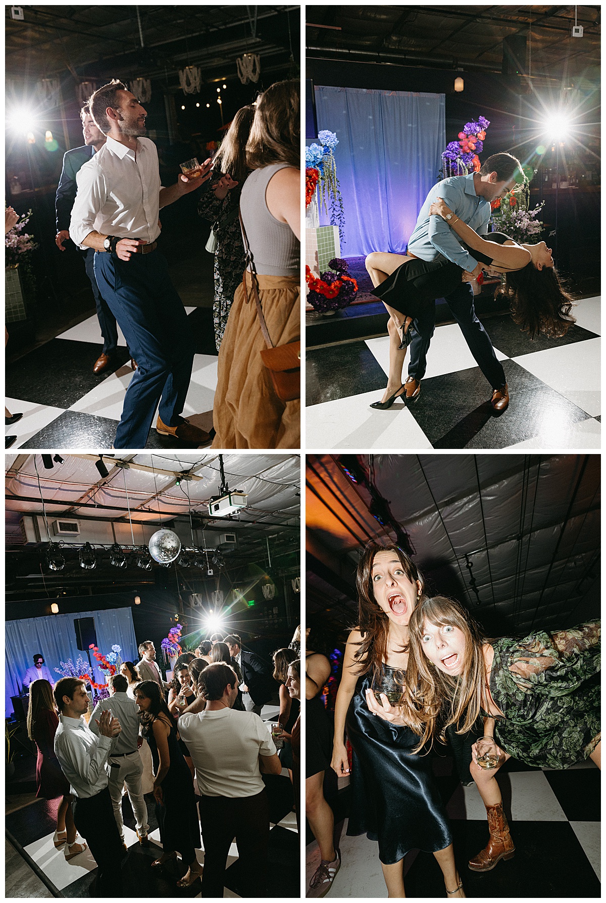 Guests dancing during a lively Town Hall Collaborative reception in Denver, Colorado.