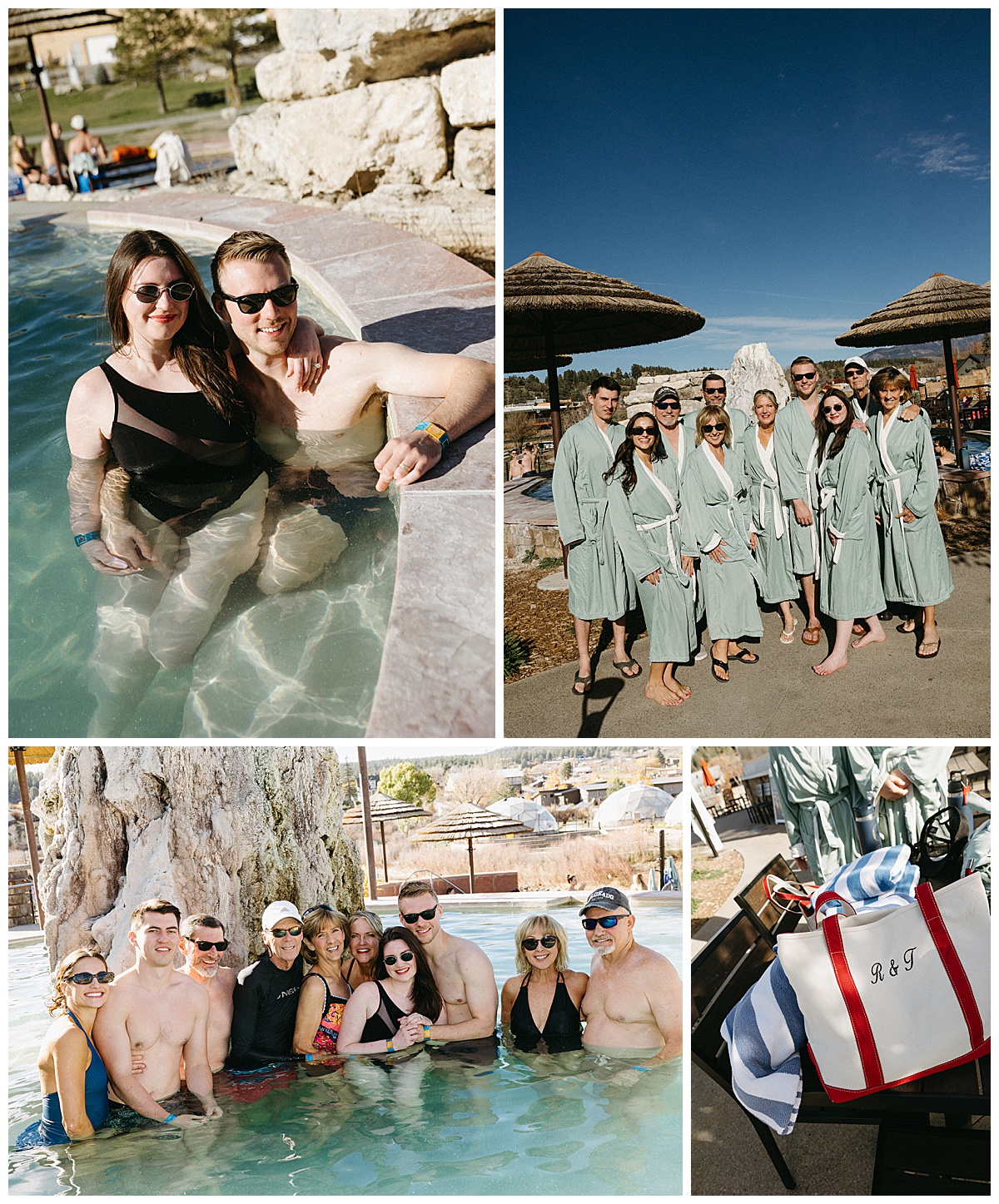Couple relaxing at the hot springs after their Pagosa Springs wedding ceremony