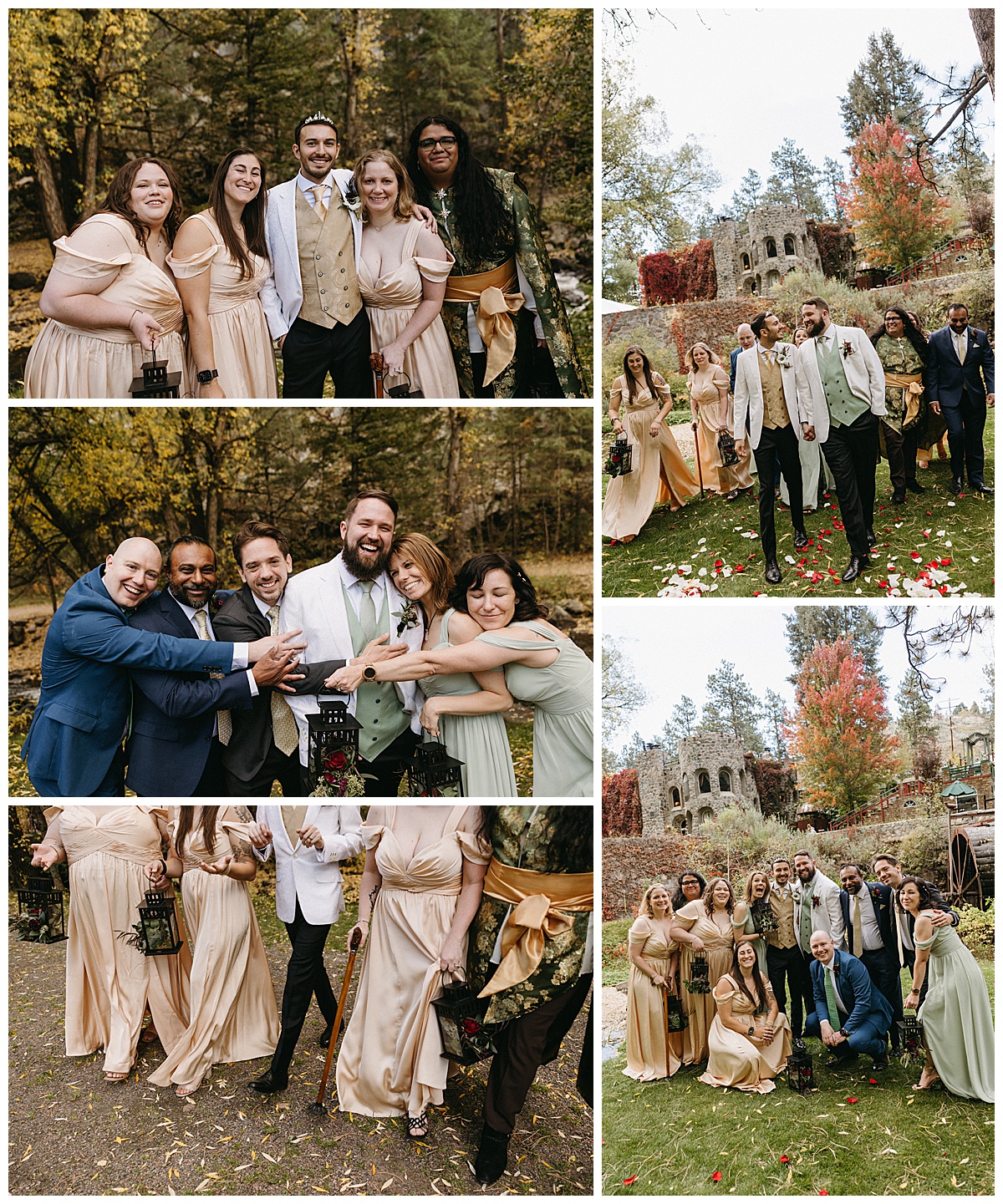 Chris and Jordan celebrating with friends at their Dunafon Castle wedding
