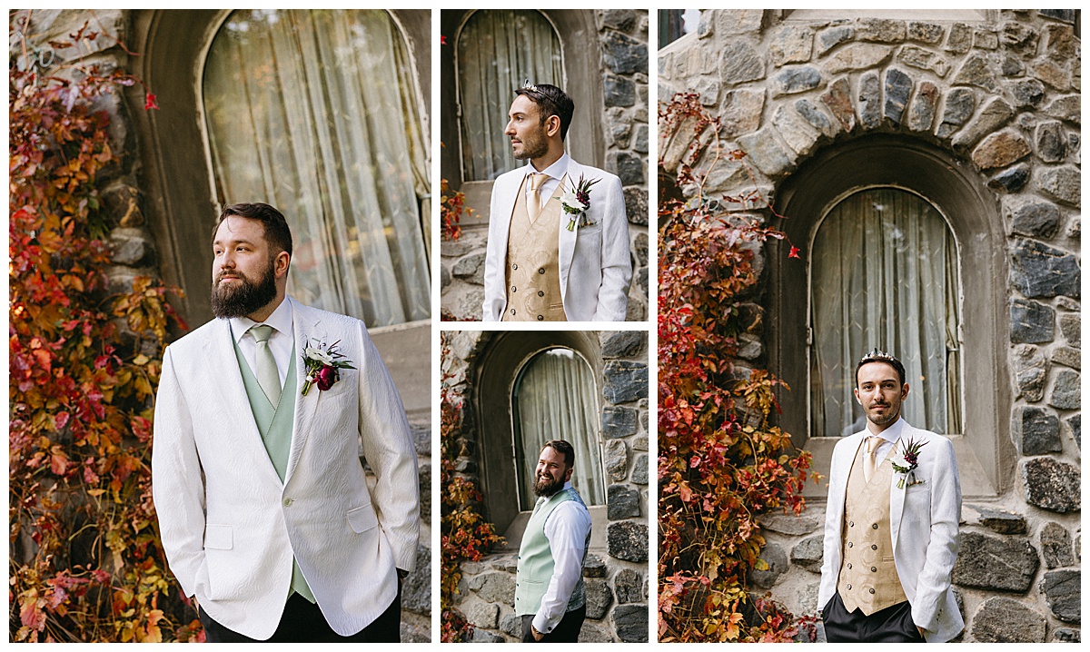 Wedding portraits of Chris and Jordan at Dunafon Castle surrounded by fall colors