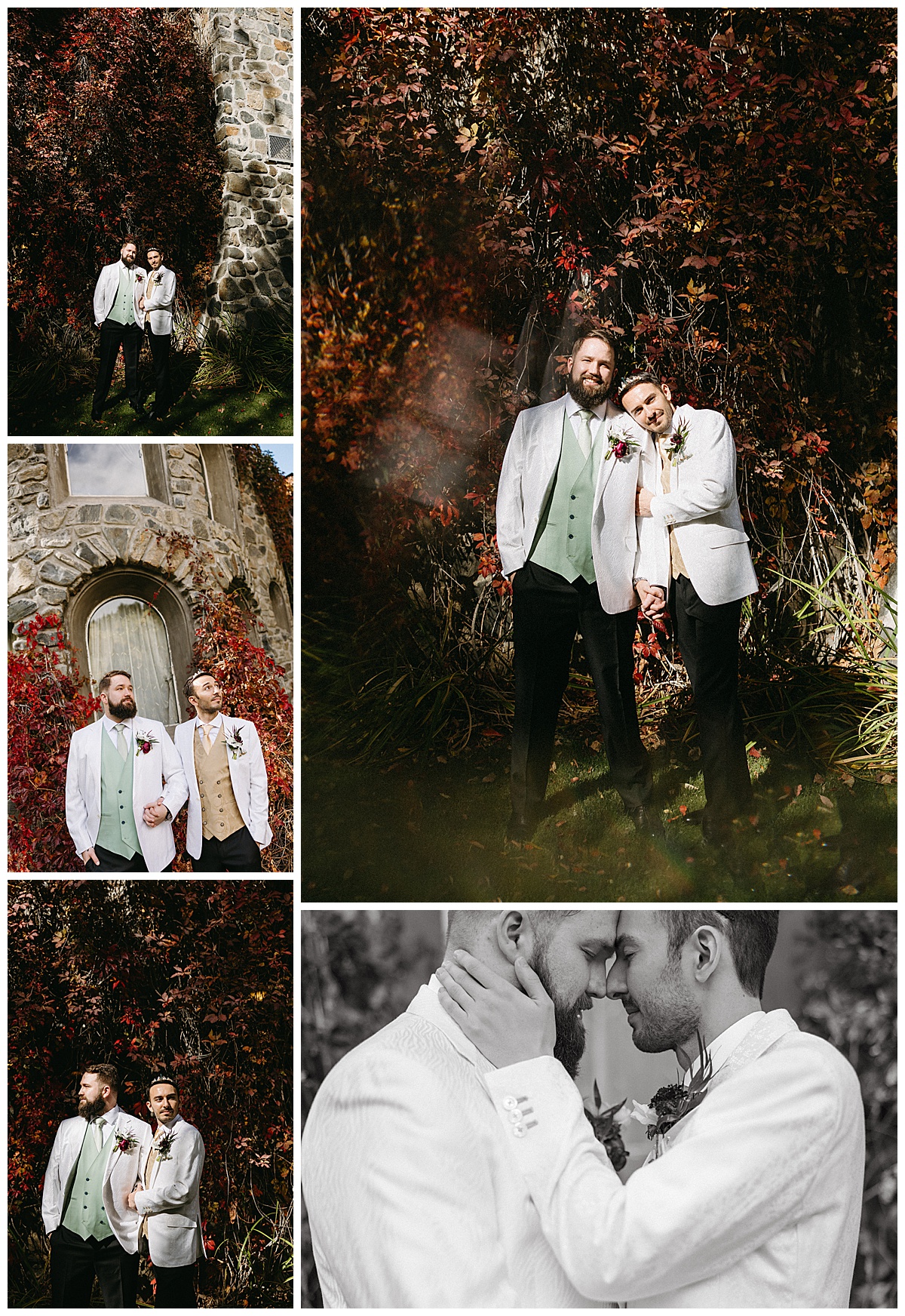 Couple walking through the grounds during their Dunafon Castle wedding in Colorado