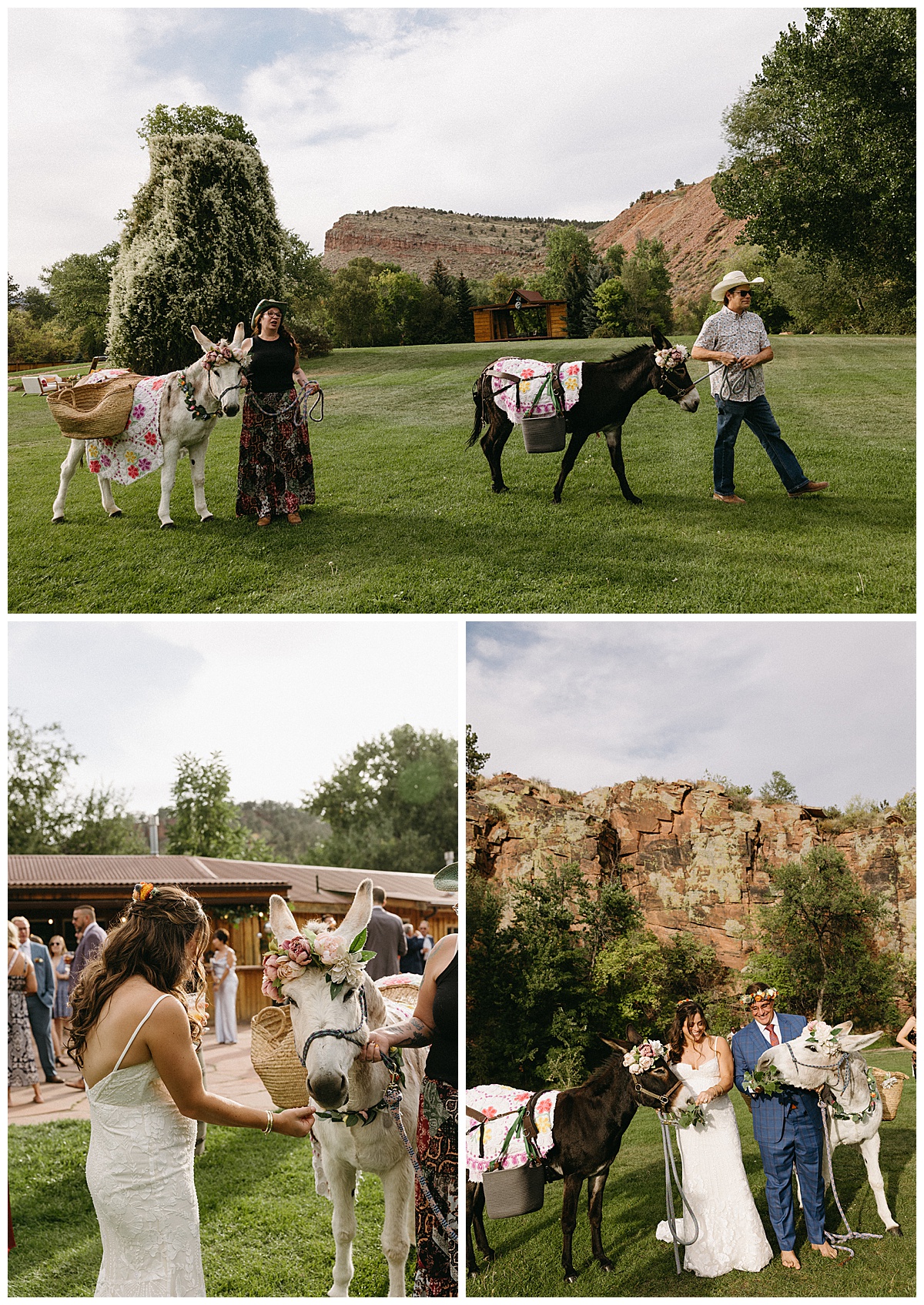 Drink burros serving guests during cocktail hour at a wedding at Planet Bluegrass