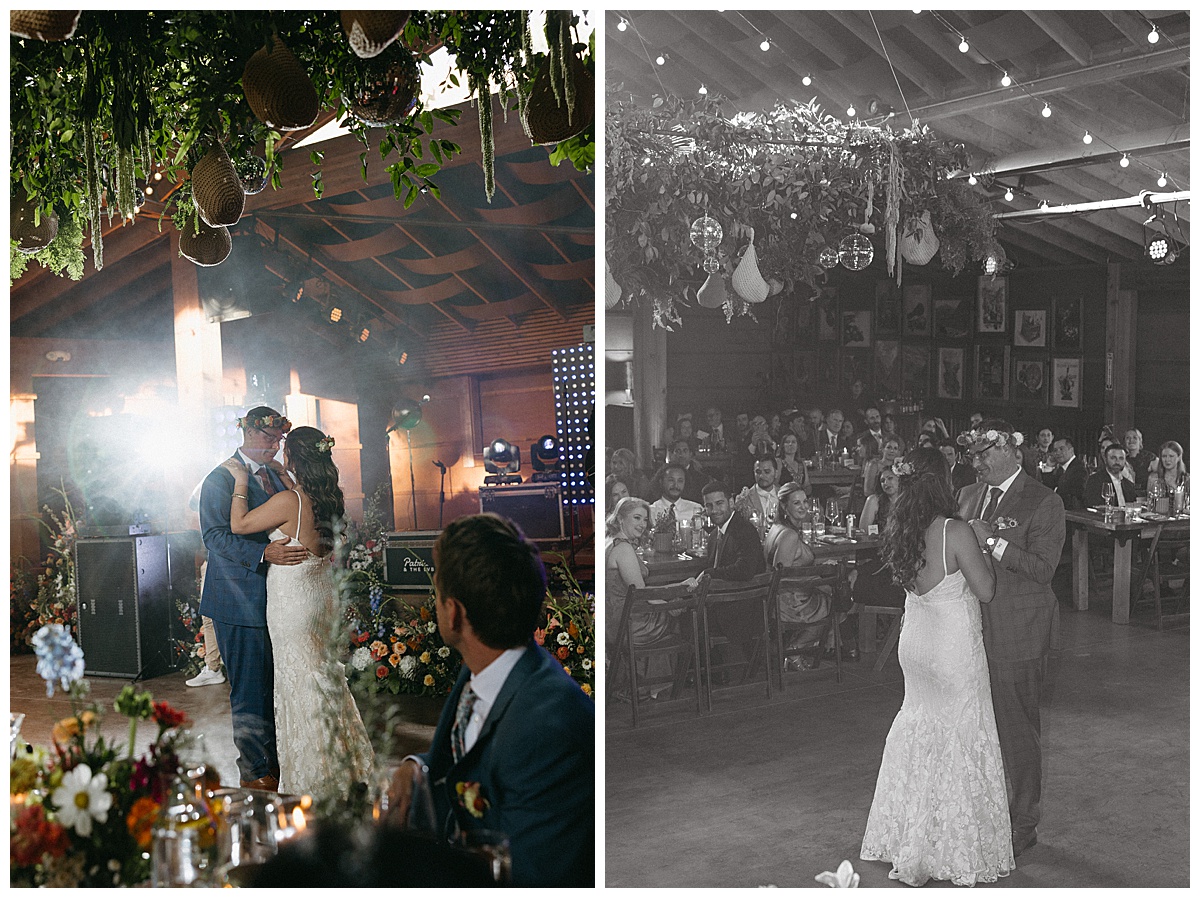 First dance during a wedding at Planet Bluegrass with live music