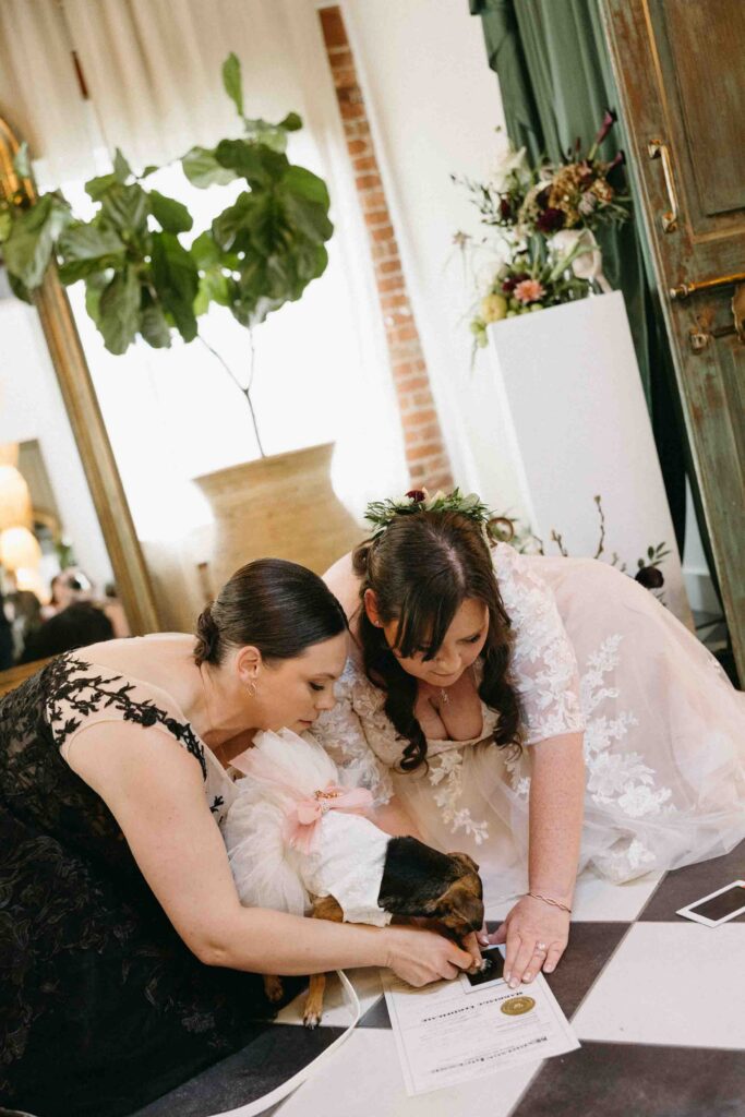 A Colorado couple has their pet dog sign their marriage license after their self-solemnization ceremony in Colorado. 